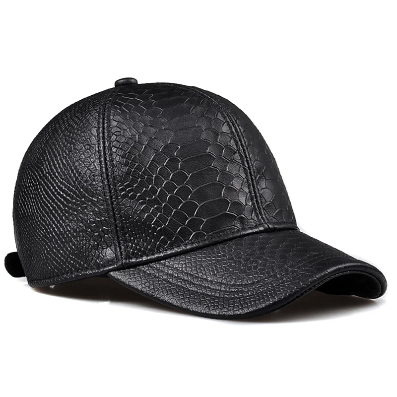 Fashion 2023 New Crocodile Pattern Baseball Caps Tide Cap women Men Autumn Winter Sun Hat Real Leather Peaked Hat Adjustable