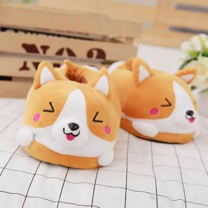 Winter Warm Indoor Foor Bedroom Koi Dog Cartoon Cute Plush Keji Slippers Home Slip Cotton Pad Shoes