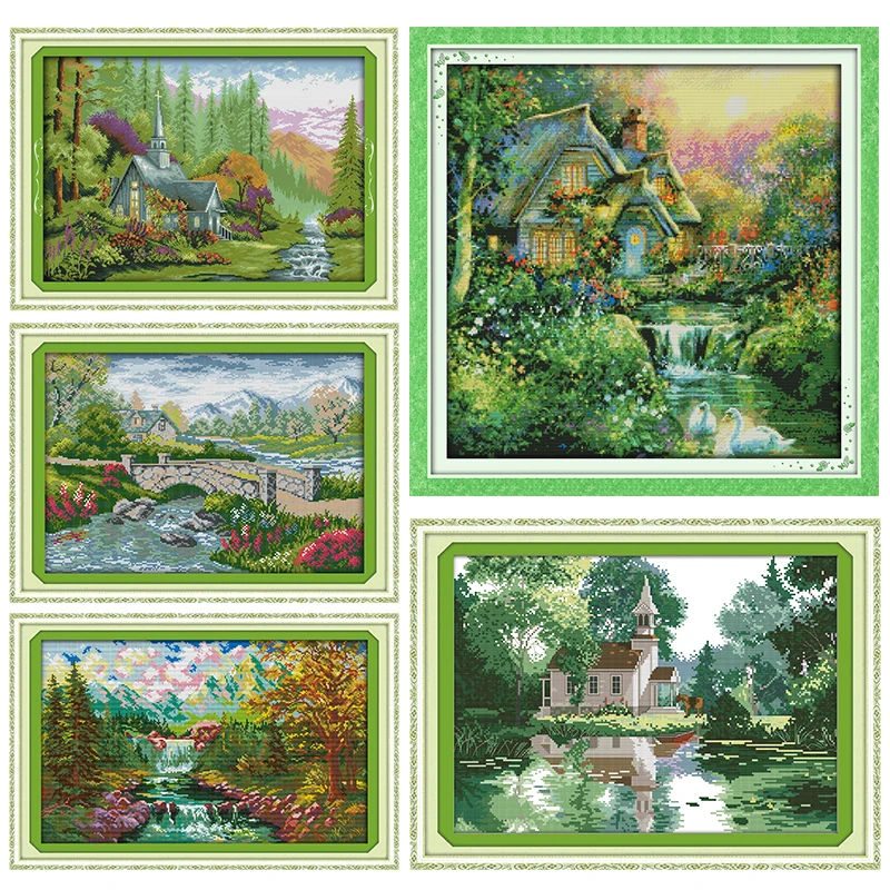 Joy Sunday Cross Stitch Kits The Wild Family Patterns Stamped Printed 11CT 14CT Counted Print Cross Stitch Embroidery Needlework