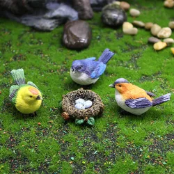 Little cute Parrot Bird Nest Figurine Animal Model Home Decor Miniature Resin Fairy Garden Bonsai Decoration Accessories 1 Piece