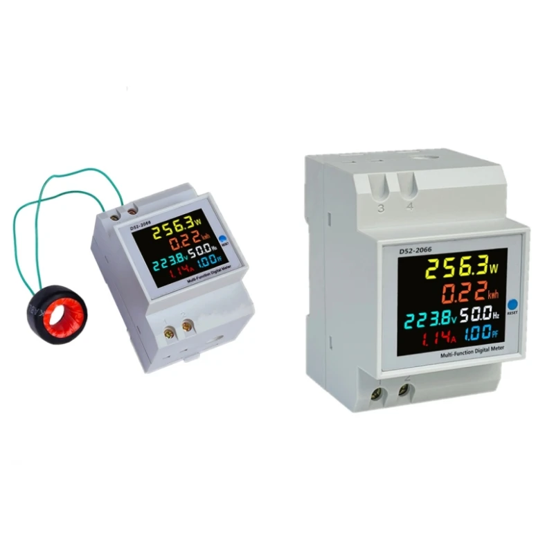 Din Rail AC 220V 110V 40V~300V 100A Digital Ampermeter Power Energy Voltmeter Ammeter Volt Watt Kwh Frequency Power Factor Meter