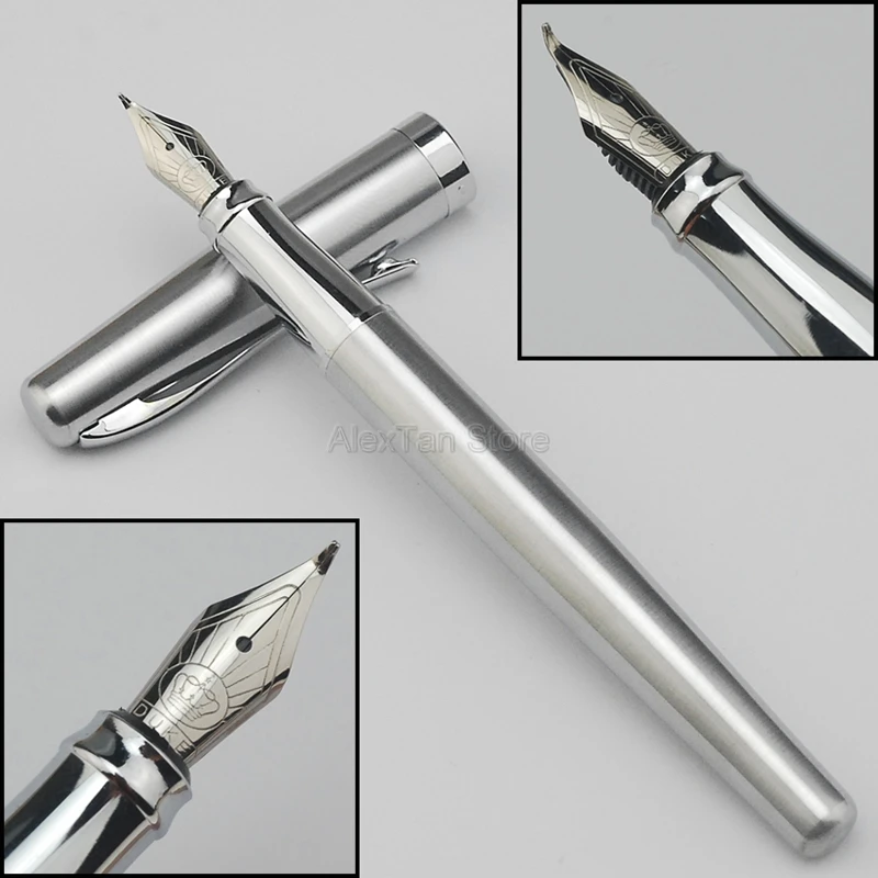 

Duke Business Stainless Steel Calligraphy Fountain Pen 209 Advanced Pure Silver Color Writing Gift Fountain Pens