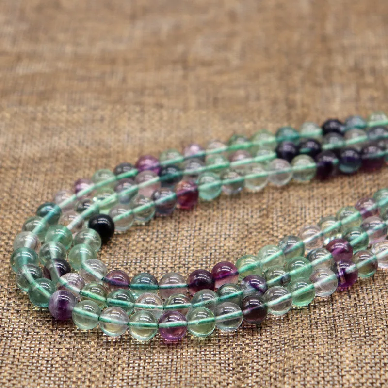 AA Good Quality Not Glass Nature Stone Green Fluorite Round Bead 6MM 8MM 10MM Four Fashion Jewelry Making Necklace Bracelet