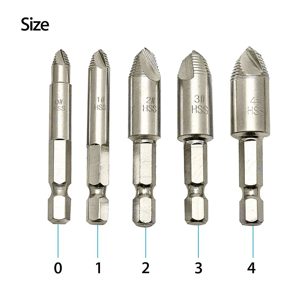 Hi-Spec 5 peças conjunto extrator de parafuso quebrado removedor de parafuso danificado conjunto de broca HSS para metal