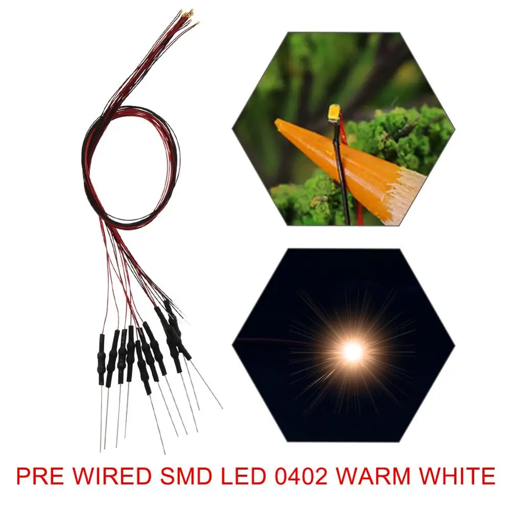 Evemodel 20pcs Pre-wired SMD LED 0402 Light 20cm Wire with Resistor for 12V White Warm Red Blue Green Orange Yellow