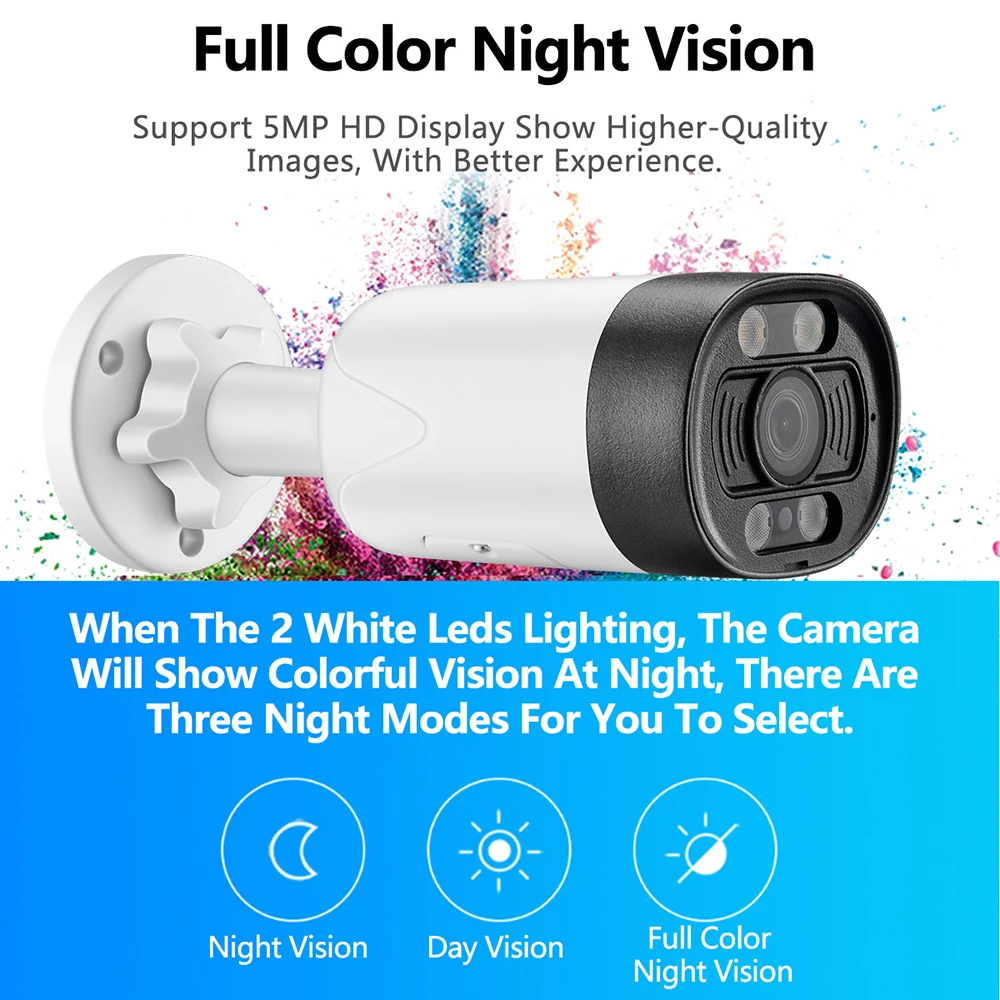 AZISHN Ai كاميرا IP الذكية PoE 5MP هيئة التصنيع العسكري المتكلم الصوت الأمن كاميرا Waterpfoof اتجاهين الصوت والفيديو مراقبة SD فتحة للبطاقات