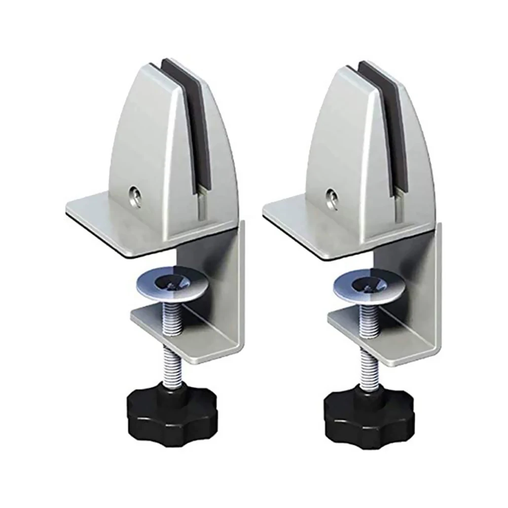 2 Pcs Aluminum Alloy Office Desk Divider Clip Clamp Holder For Plexiglass Table Clamp For Spit Protection