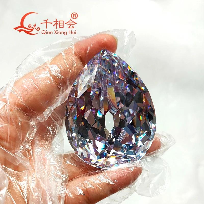 893ct  45.6*59mm  white and yellow  color pear  shape  cullian cut  cubic zirconia loose stone cz stone