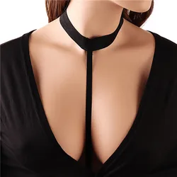 Black Adjustable sexy choker to waist harness 90's fetish wear body harness cupless bra chest Body Belt Suspender body harness