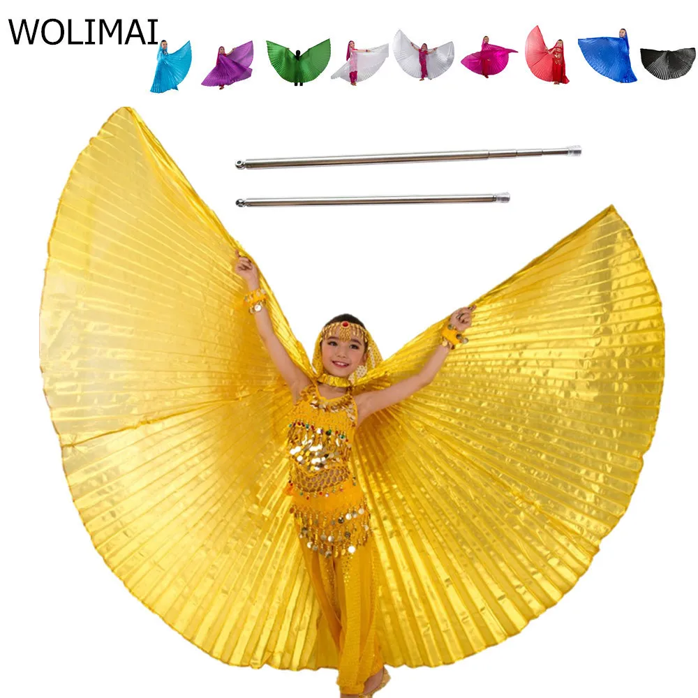 Kids Belly Dance Costume Isis Wings with Adjustable Steel Sticks Bellydancing Accessories Children Costume Wings Indian Clothes