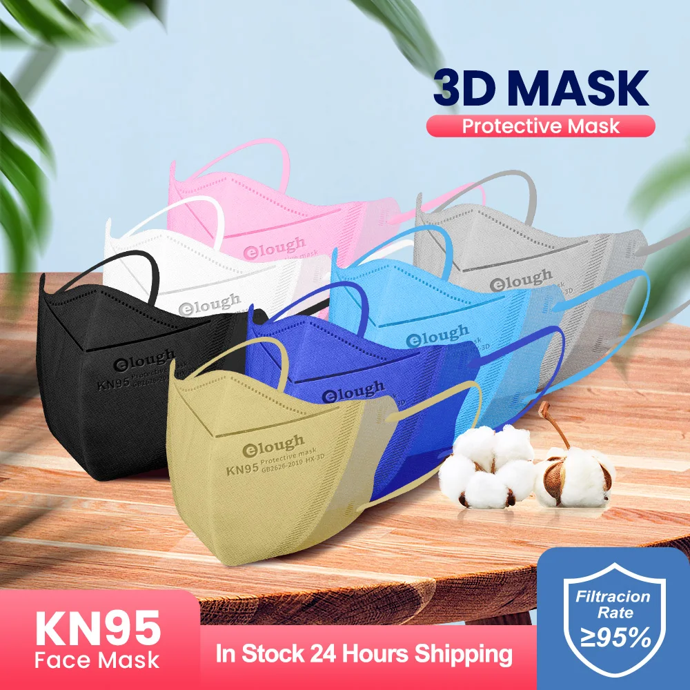 Elough Mascarillas kn95 FPP2 Mask FFP 2 Fish korea Masks FFP2Mask Adult 4 L ayers FFP2 KN95 Respirator KN 95 Mask Black