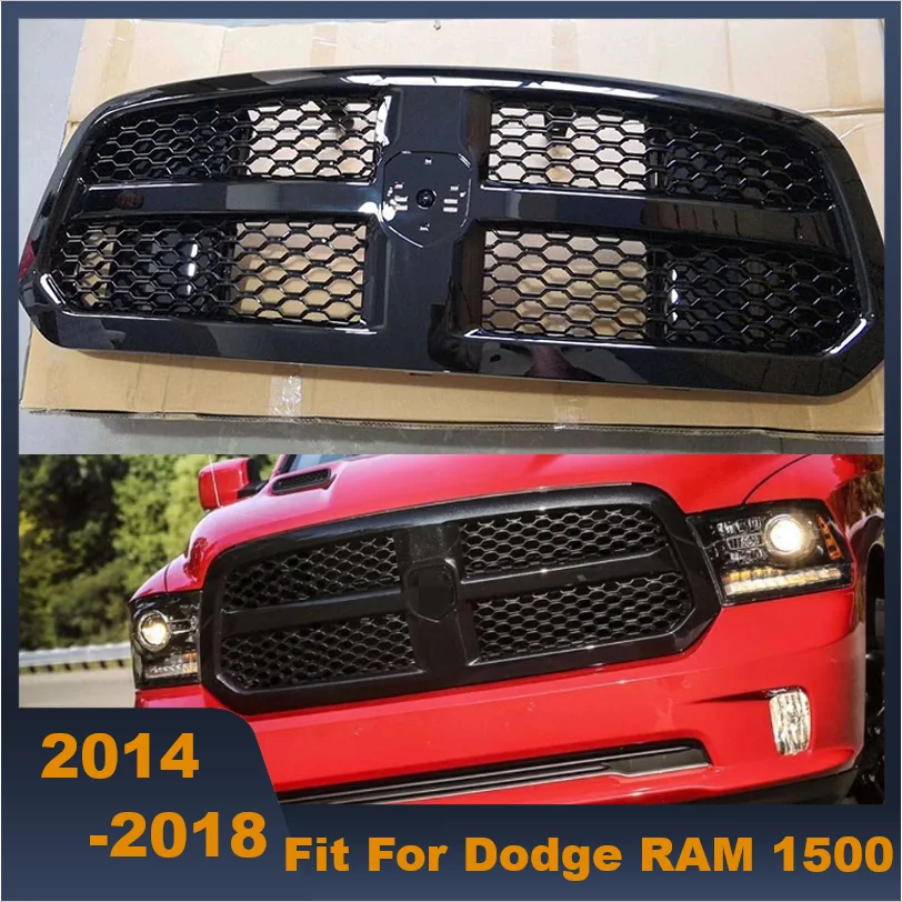 High Quality ABS Front Middle Grille Racing Grills Front Bumper Grill For Dodge Ram 1500 2014-2018