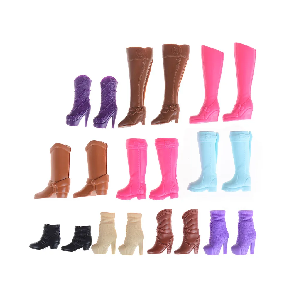 Fashion Colorful Boots Assorted Casual High Heels Long Barrel Cute Shoes Clothes For Doll Accessories Toys Mixed Style 1 pair