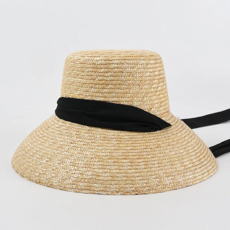 New Women Wide Brim Sun Hats With Rabbion UV Protection Straw Boater Hat Big Size Beach Hat Summer Fisherman Hat Wholesale