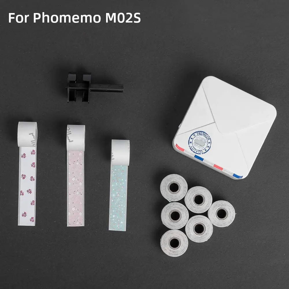 Phomemo Small Label Paper for M02S  Sticky Note Patterned Thermal Sticker for M02Pro Printer Black Character Thermal Paper Roll