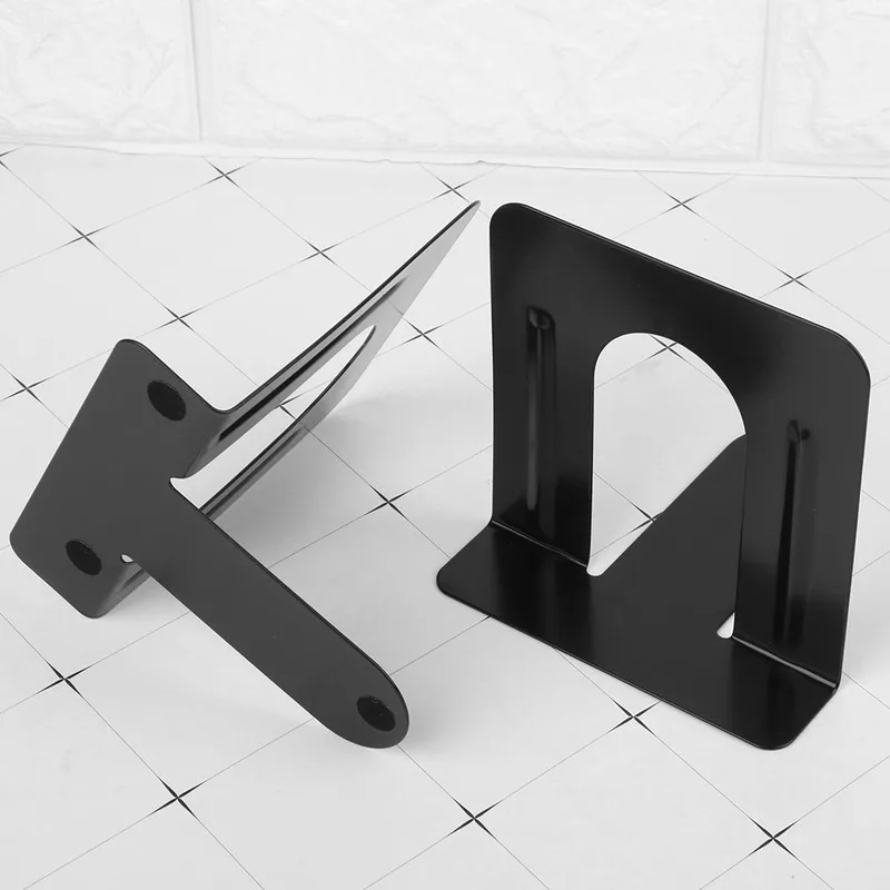 Sunshine Simple Style Metal Bookends Iron Support Holder Nonskid Desk Stands for Books