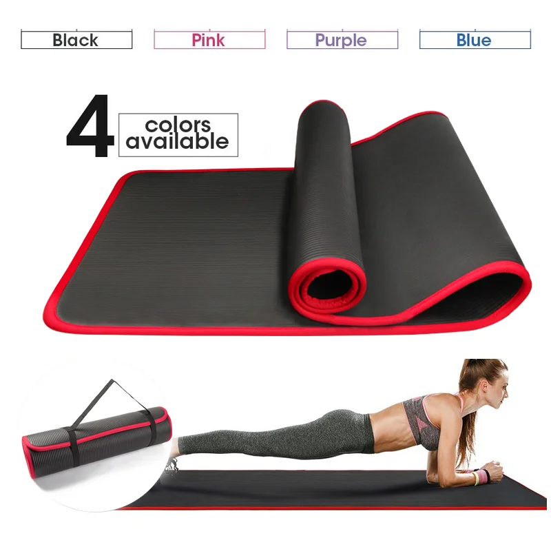 10MM Extra Thick Yoga Mats Non-slip NRB Exercise Mat with Bandages Tasteless Pilates Gym Workout Fitness Mats 183cmx61cm