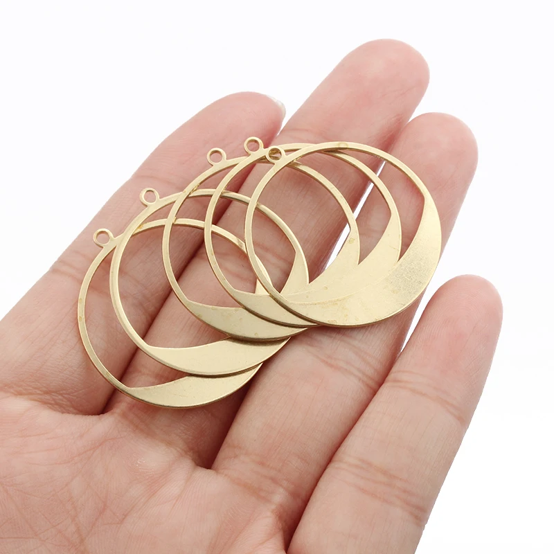 20pcs Fashion Raw Brass Charms Open Round Pendant For DIY Earring Jewelry Making Geometric Pendant Accessories Handmade Making