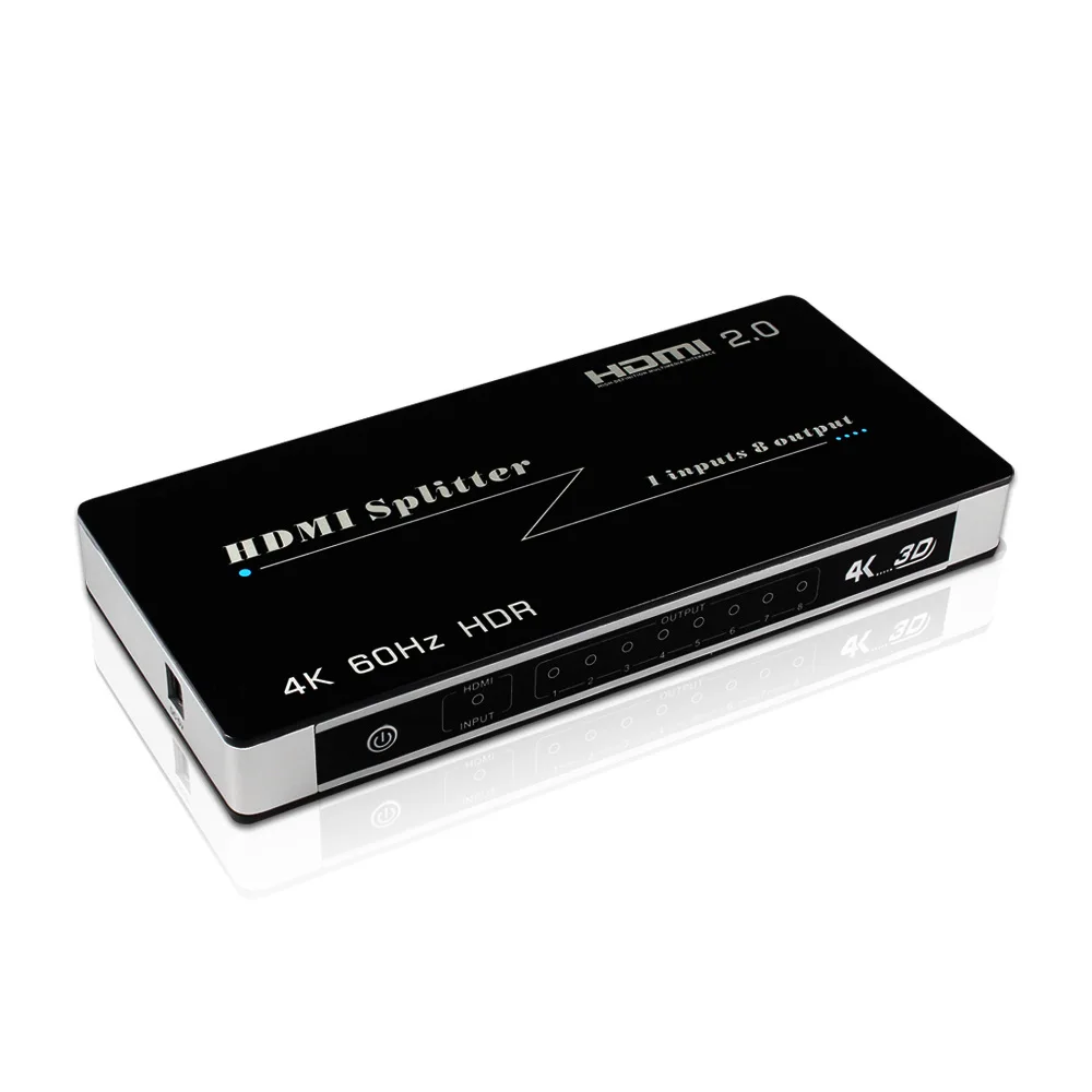 1 In 8 Out Hdmi-Compatibel Splitter, 1X8 4K Hdmi-Compatibel 2.0 Splitter Ondersteuning 4K * 2K @ 60Hz/3D/Hdcp 2.2/Hdmi 2.0