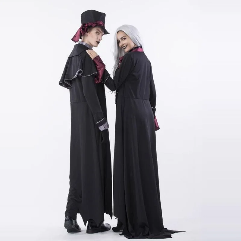 Costumes Cosplay de Vampire pour hommes et femmes, Costumes d'halloween, robe aristocratique, bal masqué, carnaval, discothèque, costume de danse