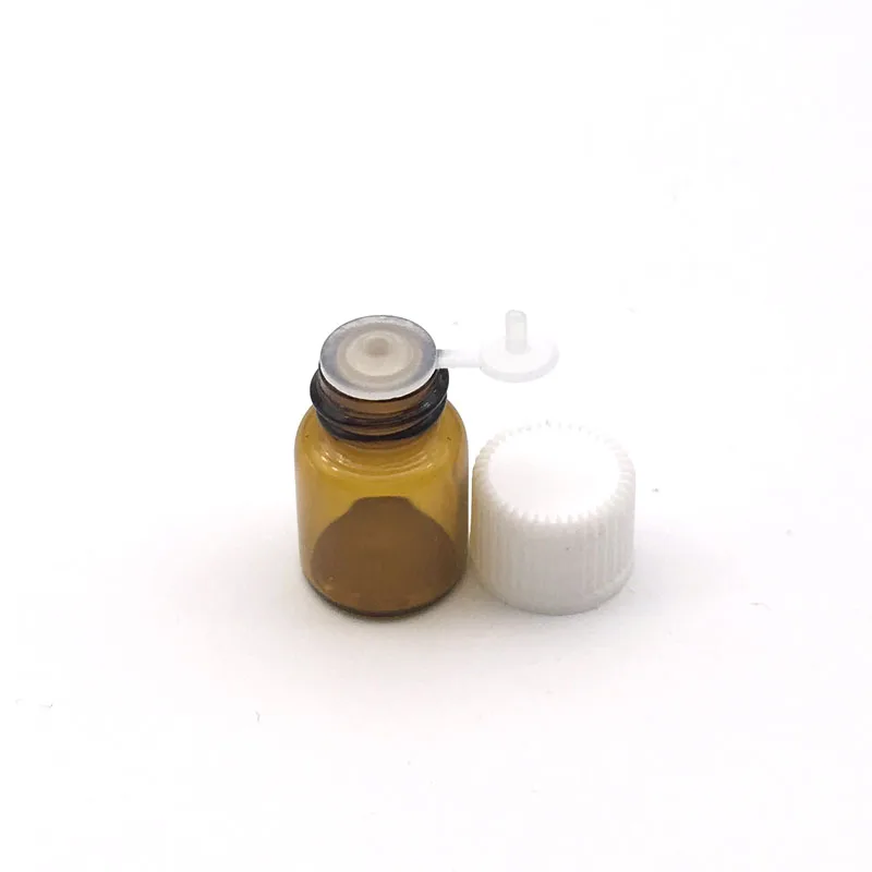 Mini Essential Oil 2ml Glass Bottle with Orifice Reducer Siamese Plug Screw Cap Small Sample 2ml Amber Vials 5pcs