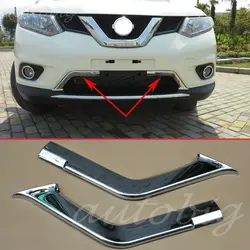 Grille de pare-chocs inférieure avant chromée, garnitures de couverture d'air, accessoires de style Dnomium, Nissan X-Trail Rogue T32, 2014, 2015, 2016