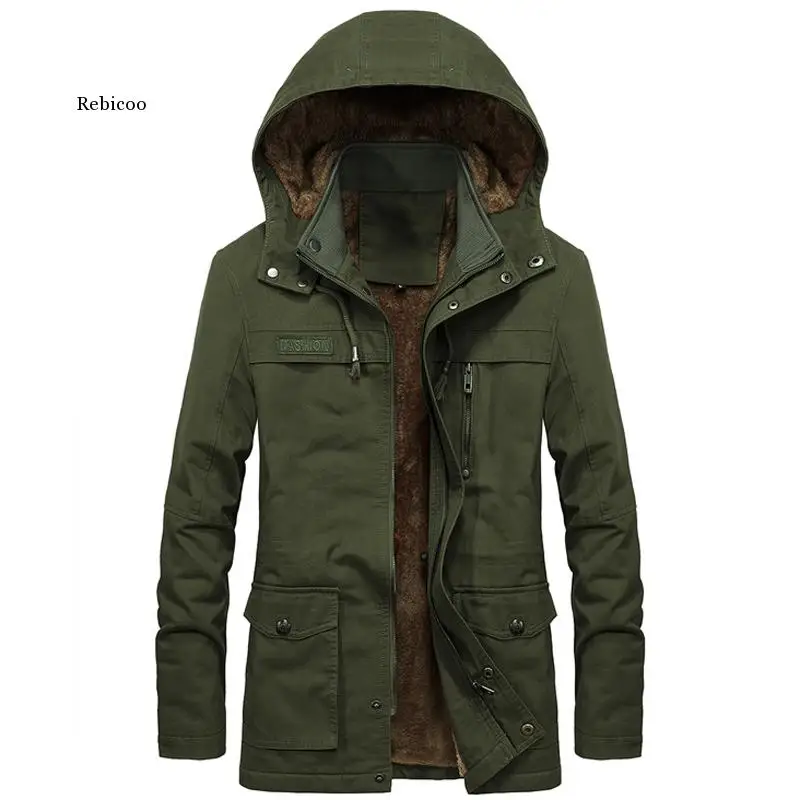 Chaqueta gruesa con capucha para hombre, abrigo cálido de piel, Parka de lana, prendas de vestir exteriores, talla M ~ 5XL, invierno, novedad