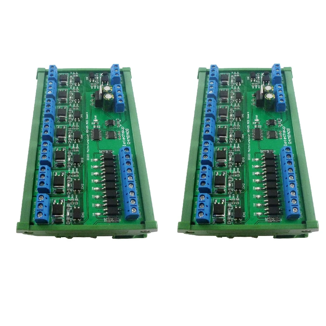 2x DC 12V/24V 8I8O Digital RS485 Modbus RTU Switch Control Board DIN35 C45 Rail Box MOSFET Module R4M8A08