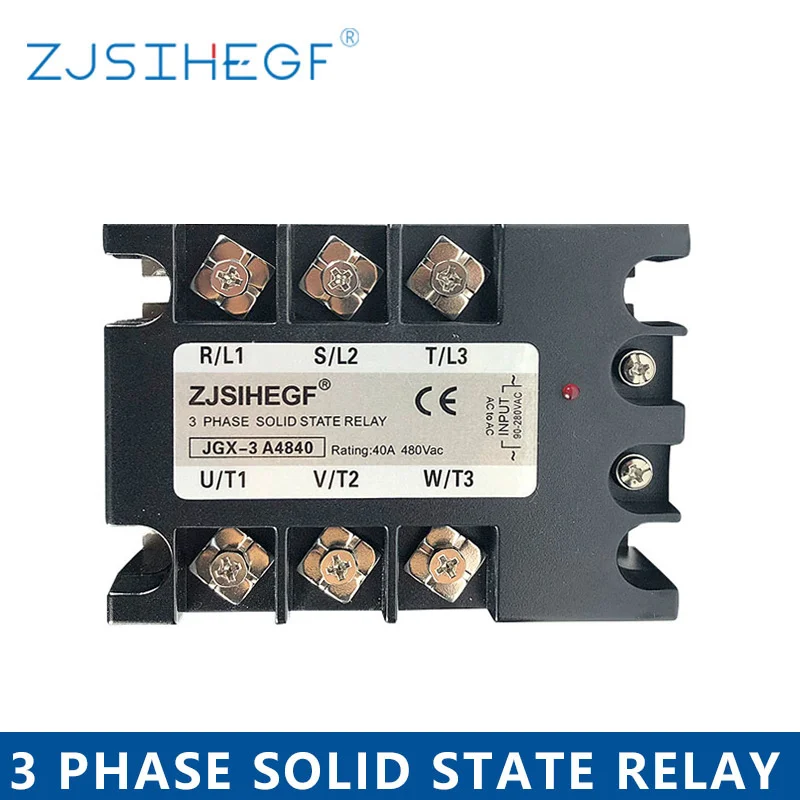 

ZJSIHEGF Three Phase JGX-3 4840AA/DA Solid State Relay SSR With For 3Phase SSR Heat Sink 40A Input 3-32VDC 90-280VAC 24-480AAC