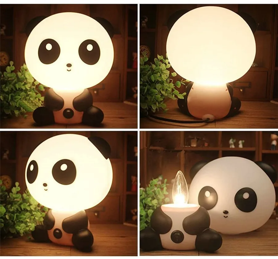 Cute Panda LED Table Lamp for Kids, Dog Bear Night Light, Lâmpada de dormir dos desenhos animados, EU Plug, Presente de Natal