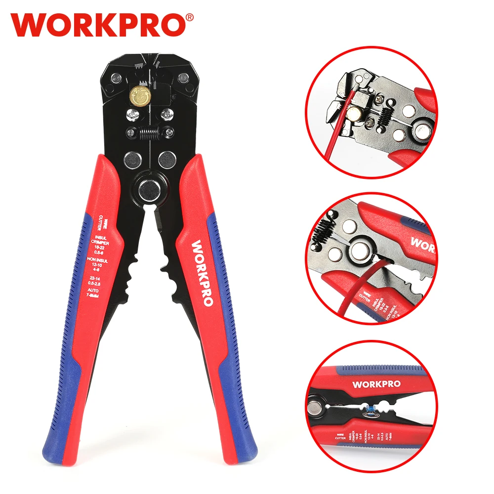 workpro crimper cabo cortador de fio automatico descascador multifuncional descascamento ferramentas friso alicate terminal 01