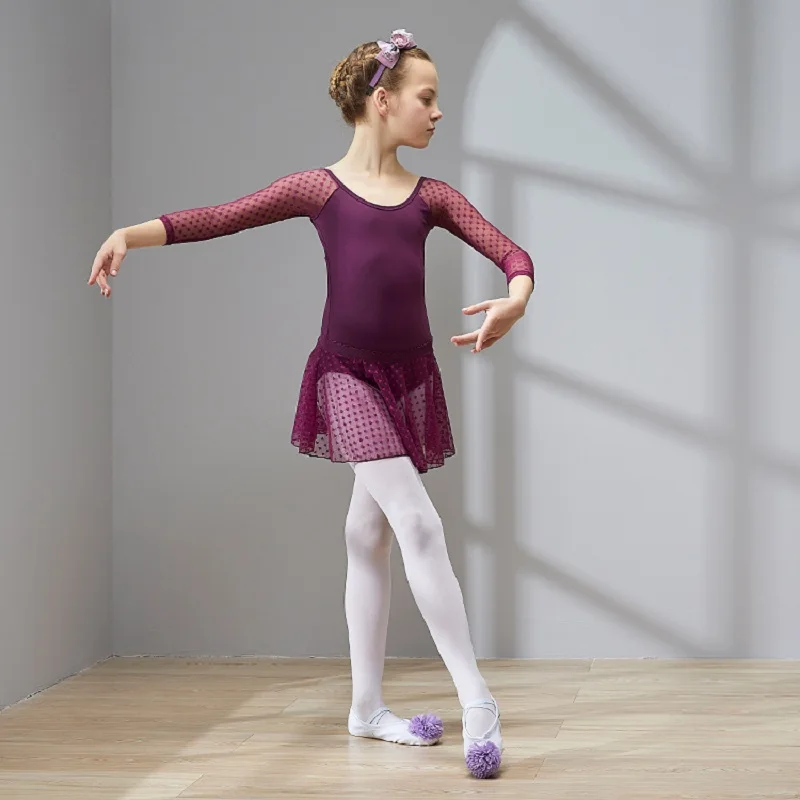 Abiti da ballo a maniche lunghe per ragazze, abito da ballo carino in cotone, abito da spettacolo teatrale per bambini, abito Tutu per bambini, gonne da ballo adorabili