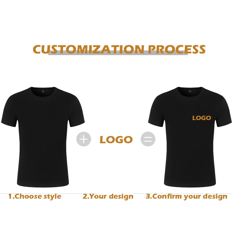 Custom T-Shirt Logo Embroidery Crew Neck Short Sleeve Design Printed Personalized Brand Text DIY High-End Summer Tops