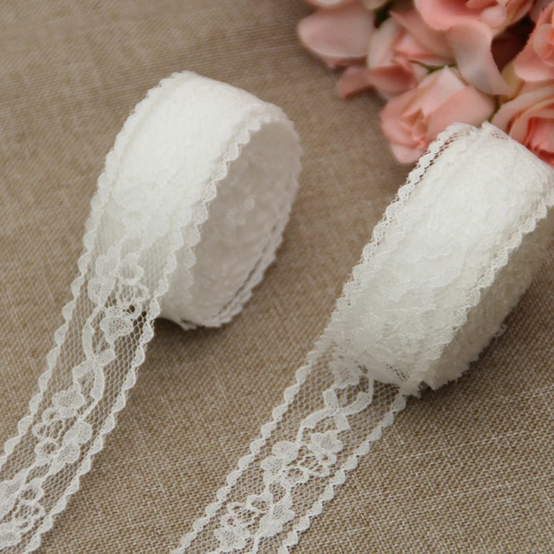 10 Yards High Quality Beautiful White Lace Ribbon Tape 25MM Lace Trim DIY Embroidered For Sewing Decoration African Lace Fabric