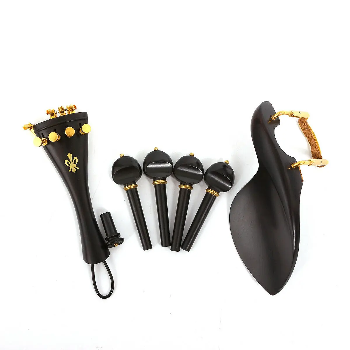 1 Set Violin Parts Ebony Wood Peg Chinrest Tailpiece Endpin Violin Accessories