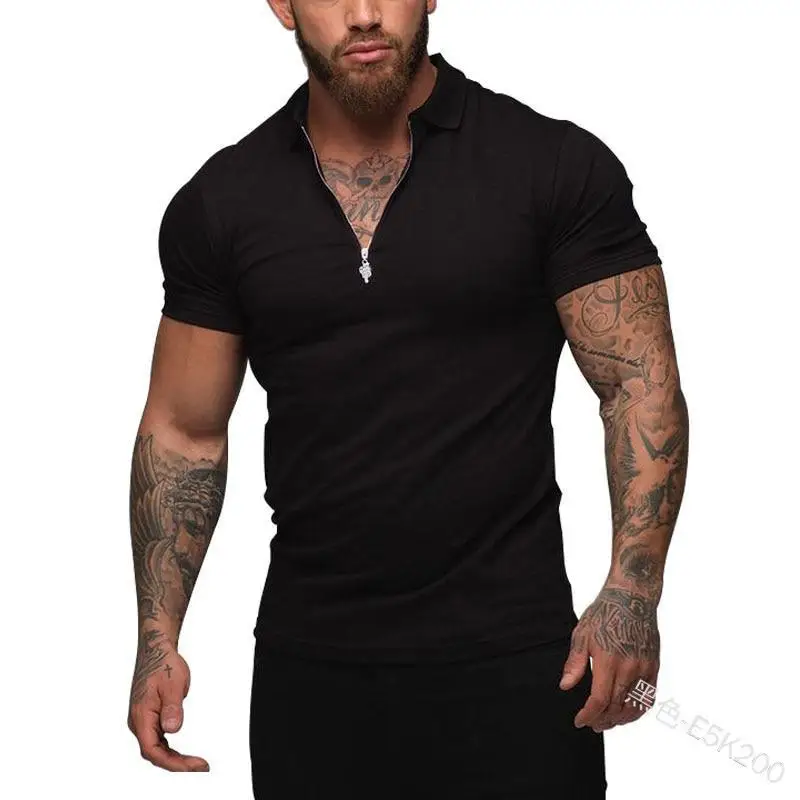 Men's Fashion Polo Shirt Casual Fashion Plain Short Sleeve High Quality Slim Men's Fitness