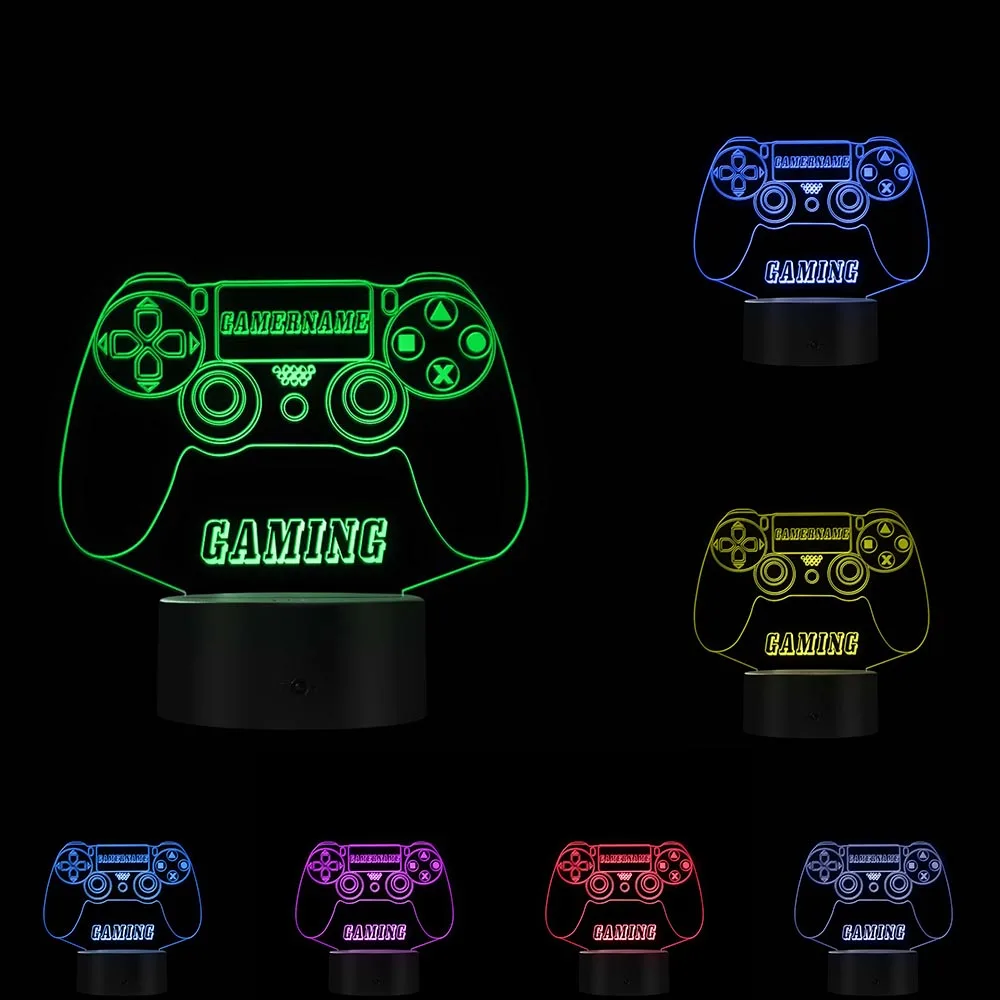 Nach Gamer Name 3D LED Tisch Nachtlicht Spiele Konsole Design Tisch Lampe Optische illusion Neuheit Licht 7 Farben Ändern