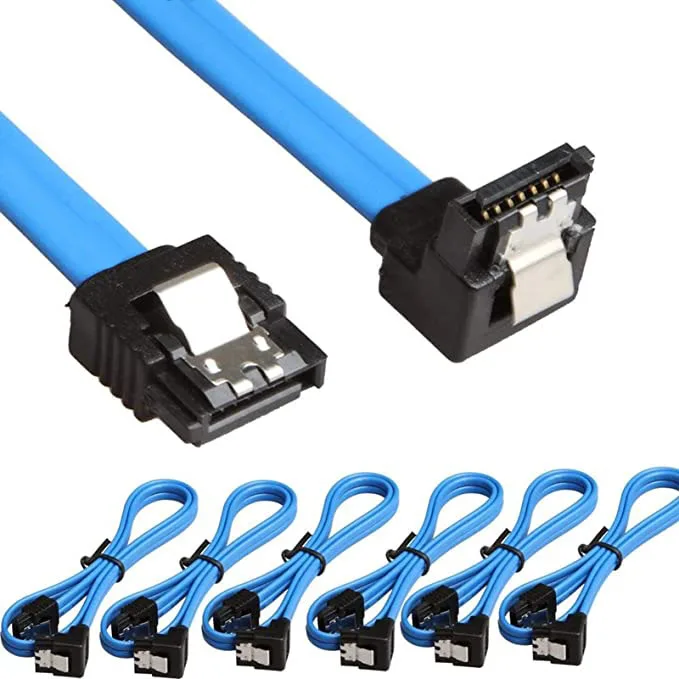12er-Pack SATA-Datenkabel, 90 Grad rechtwinkliges SATA III 6,0 Gbit/s-Kabel, schwarz, mit verriegelbarem SATA-Kabel für HDD-SSD-CD-DVD-Laufwerke
