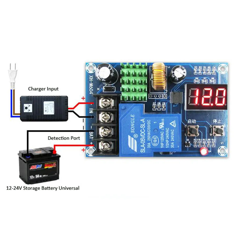 Lithium Battery Charge Discharge Controller Undervoltage Protect 12V 24V 48V 10A 30A LED Display Low Voltage Disconnect Cut Off