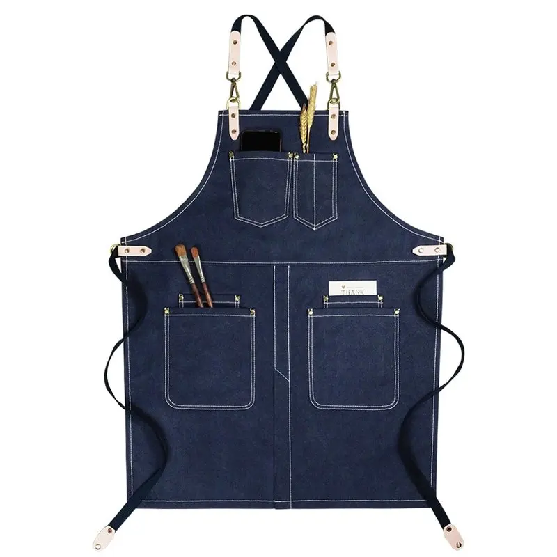 

Split-Leg Denim Canvas Apron Barista Bartender Restaurant BBQ Pastry Chef Uniform Florist Barber Gardener Painter Workwear B51