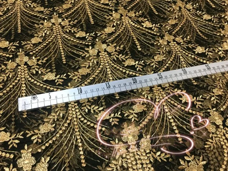 New antique three-dimensional gold mesh embroidery lace embroidered skirt fabric custom clothing fabric