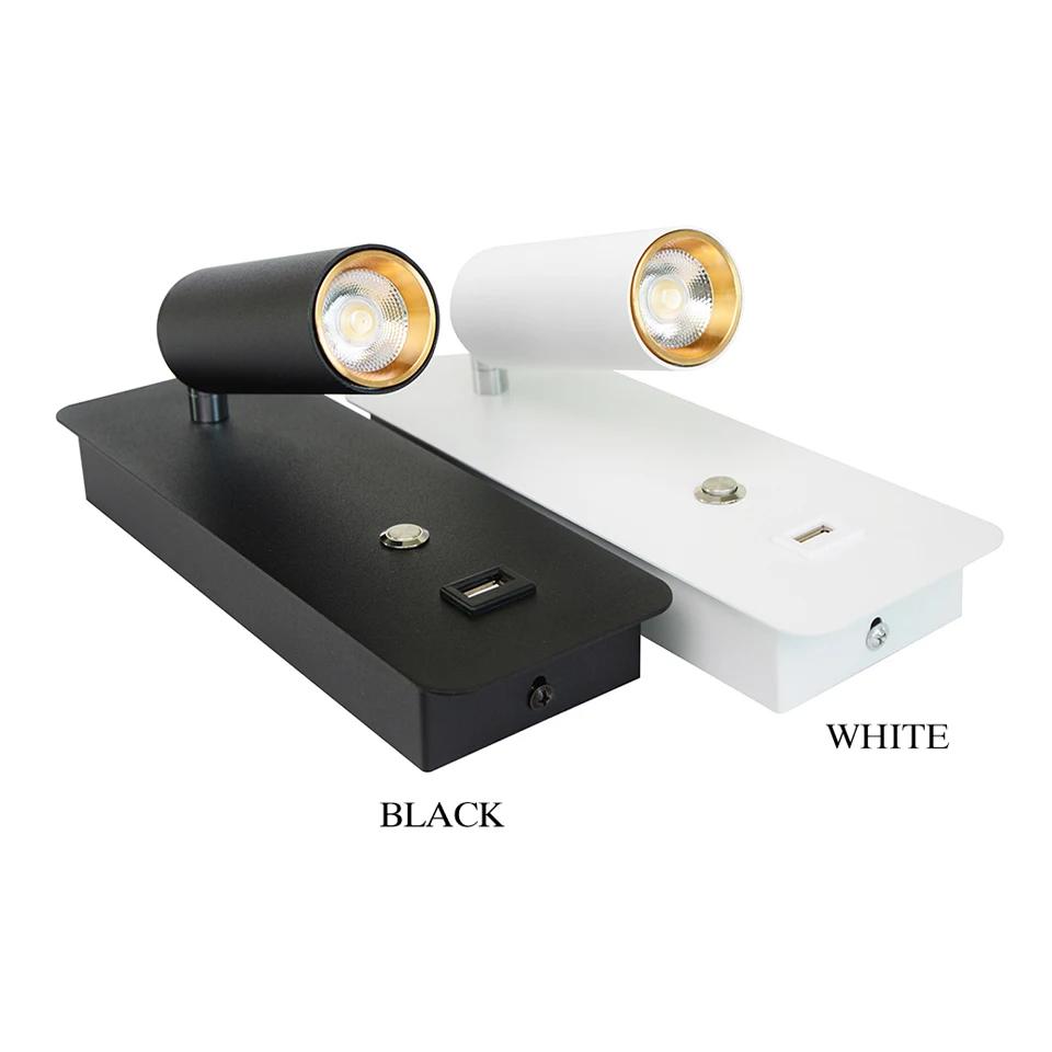 Indoor Led wall lamps 7W with USB Charge Wall Lamp Bedroom Living room Nordic Modern Wall Light Aisle with switch Wall sconce