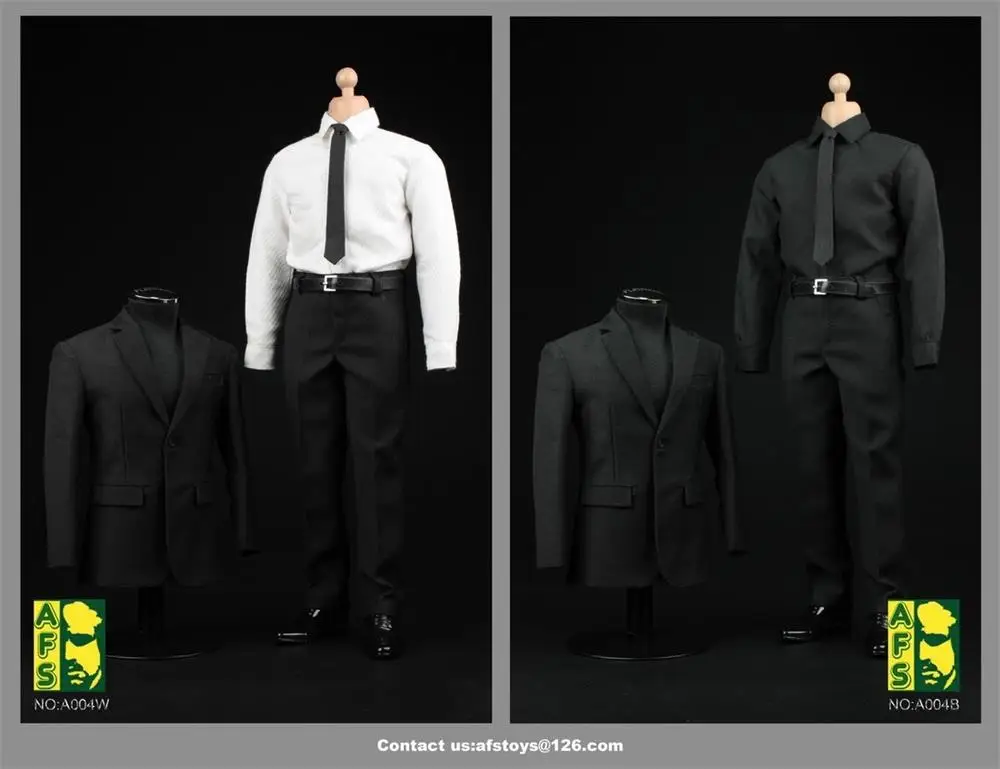 

Scale 1/6th AFS A004 Fashion Male Black White Dress Suit Model Suit Mostly 12inch Men's Body Figures Collectable