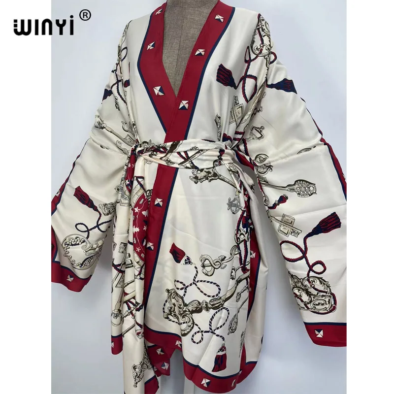 WINYI 2021 Phi Kafatan Nữ Cardigan Nữ Thời Trang Áo Dây Cocktail Sexcy Boho Maxi Châu Phi Nghỉ Tay Cánh Dơi Dài Kimono