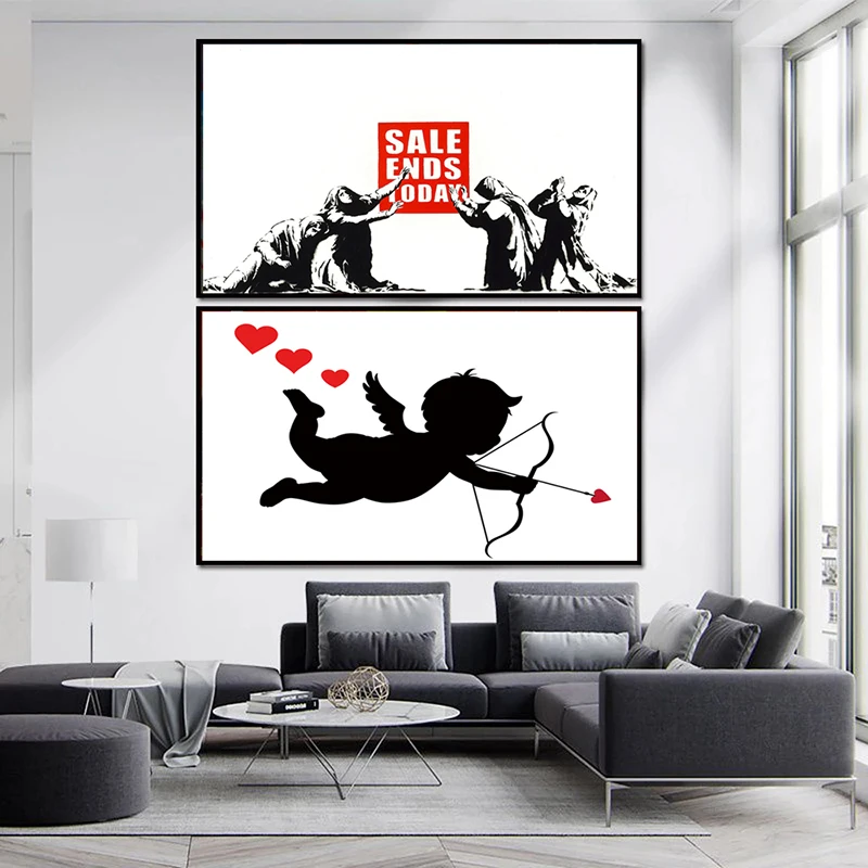 Banksy Pop Art Abstract Characters Canvas Paintings Girl and Red Balloon Posters Prints Wall for Living Room Wall Decor Cuadros