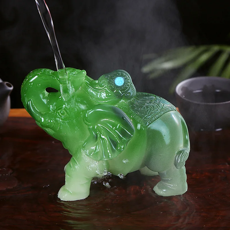 Resin Handcrafted Gift Color Change TeaPet Chinese Tea Set kungfu Tea Pet Lucky Elephant Feng Shui Decoration Tea Room Ornament