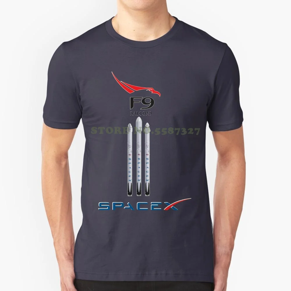 New Falcon 9 Rocket Launches Spacex Elon Musk Hot Sale Black T Shirt Ship Fast Women Slim Fit Sexy Cotton Tshirts