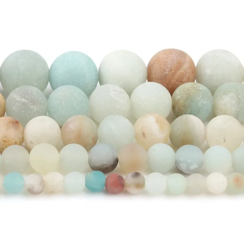 Natural Matte Colorful Amazonite Stone Beads Round Loose Spacer Beads For Jewelry Making Diy Bracelet 15\