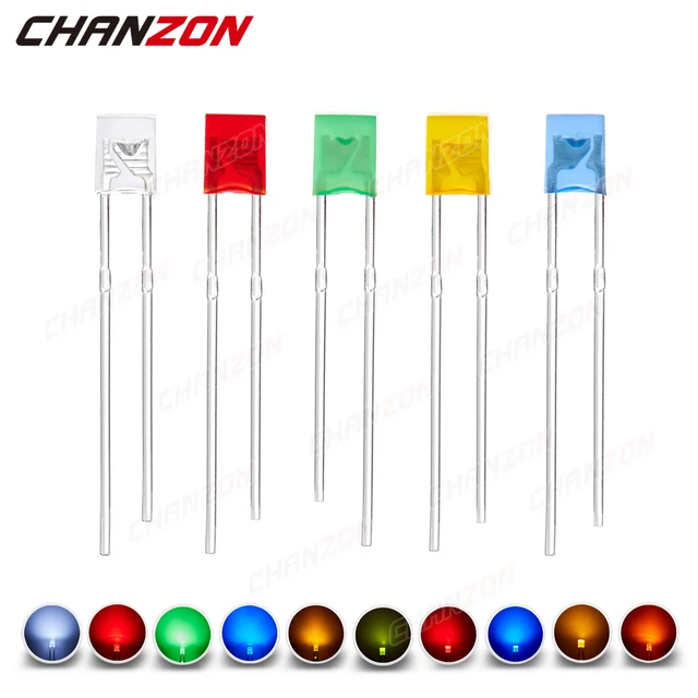100szt 2x3x4 mm Kwadratowa dioda LED Biały Czerwony Zielony Niebieski Żółty Pomarańczowy 2x3x4mm Prostokątny 2V 3V DIY PCB Światła emitujące żarówkę