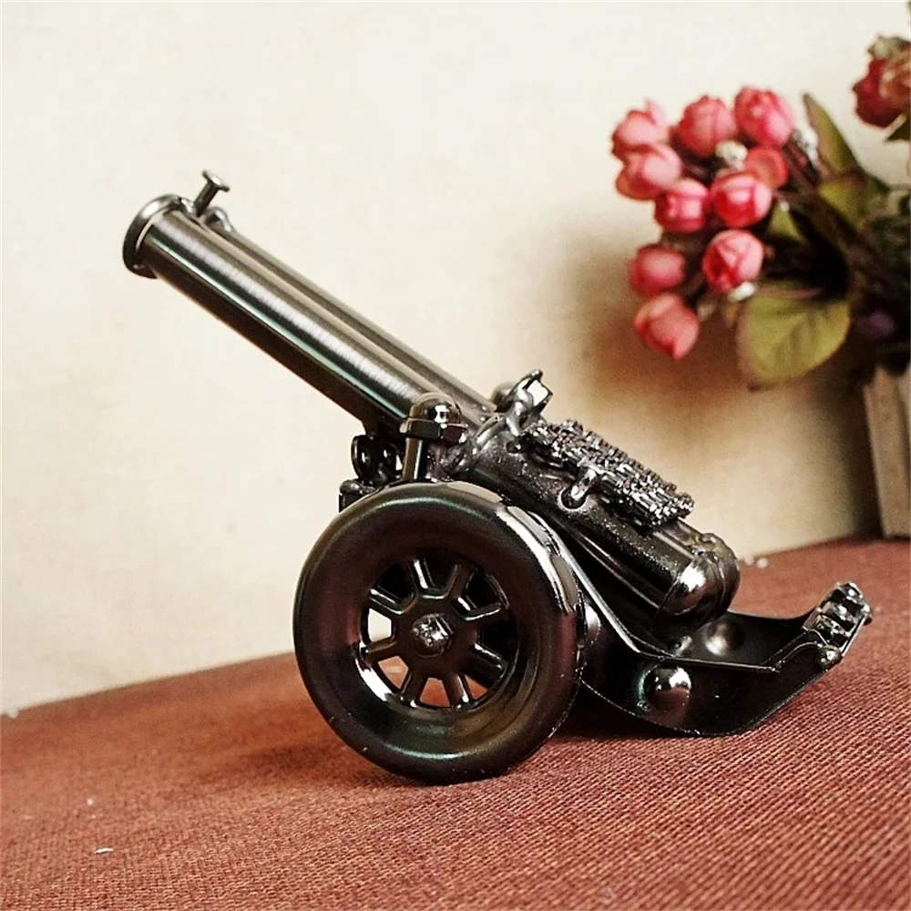 Antique Weapon Decoration Door-Shaped Mortar Cannon Pure Hand Retro Iron Art Small Steel Cannon Model P002